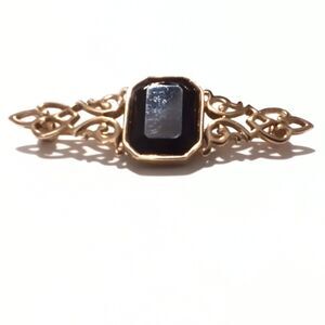 Park Lane Vintage Ornate Gold Tone and Black Victorian Inspired Bar Pin Brooch